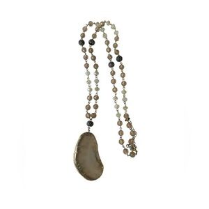 Taupe Agate Slice Necklace
